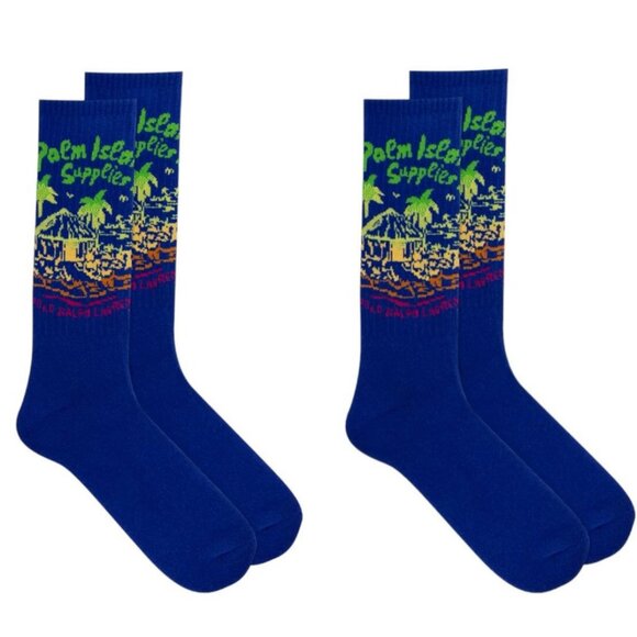 Polo Ralph Lauren Other - Polo Ralph Lauren Palm Island Crew Socks 2 Pack Blue Men's Size 10-13